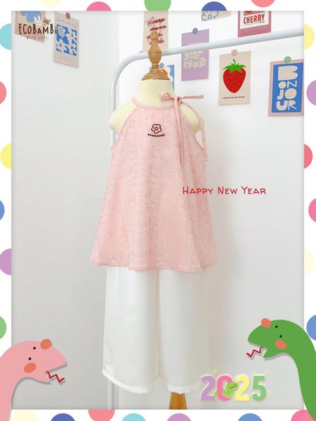  Set Yếm lụa vân thêu hoa bé gái ECOBAMBI - BB-24BOYEMBG042 - 8935334001879 