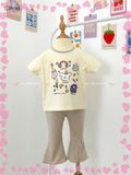  Bộ thun cotton tay ngắn, quần lỡ ống loe caro cho bé gái - BB-23BOBG004 - 8935334001213 