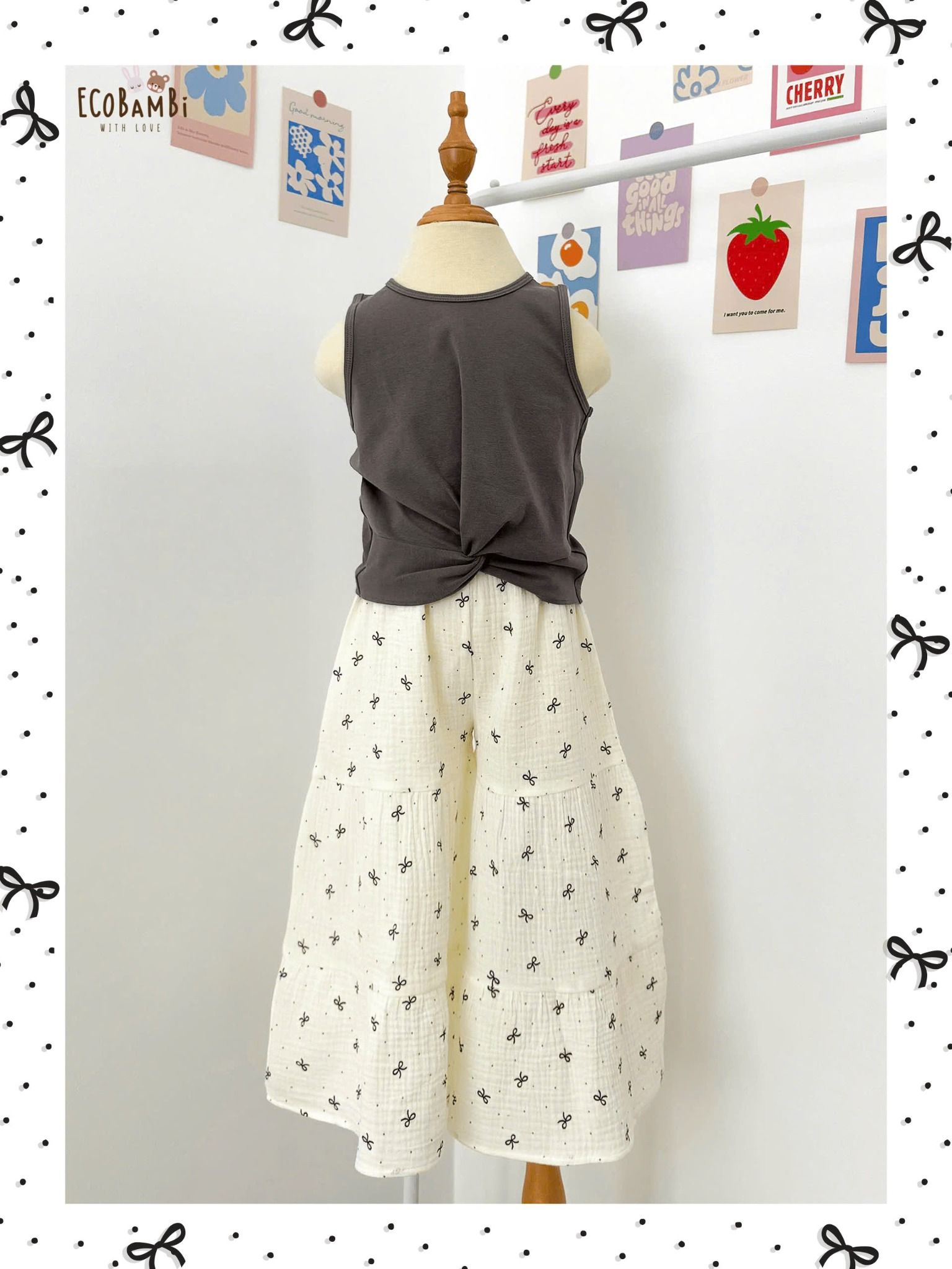  Bộ áo xoắn eo - quần muslin đuôi cá bé gái - BB-24BOBG033 - 8935334001794 