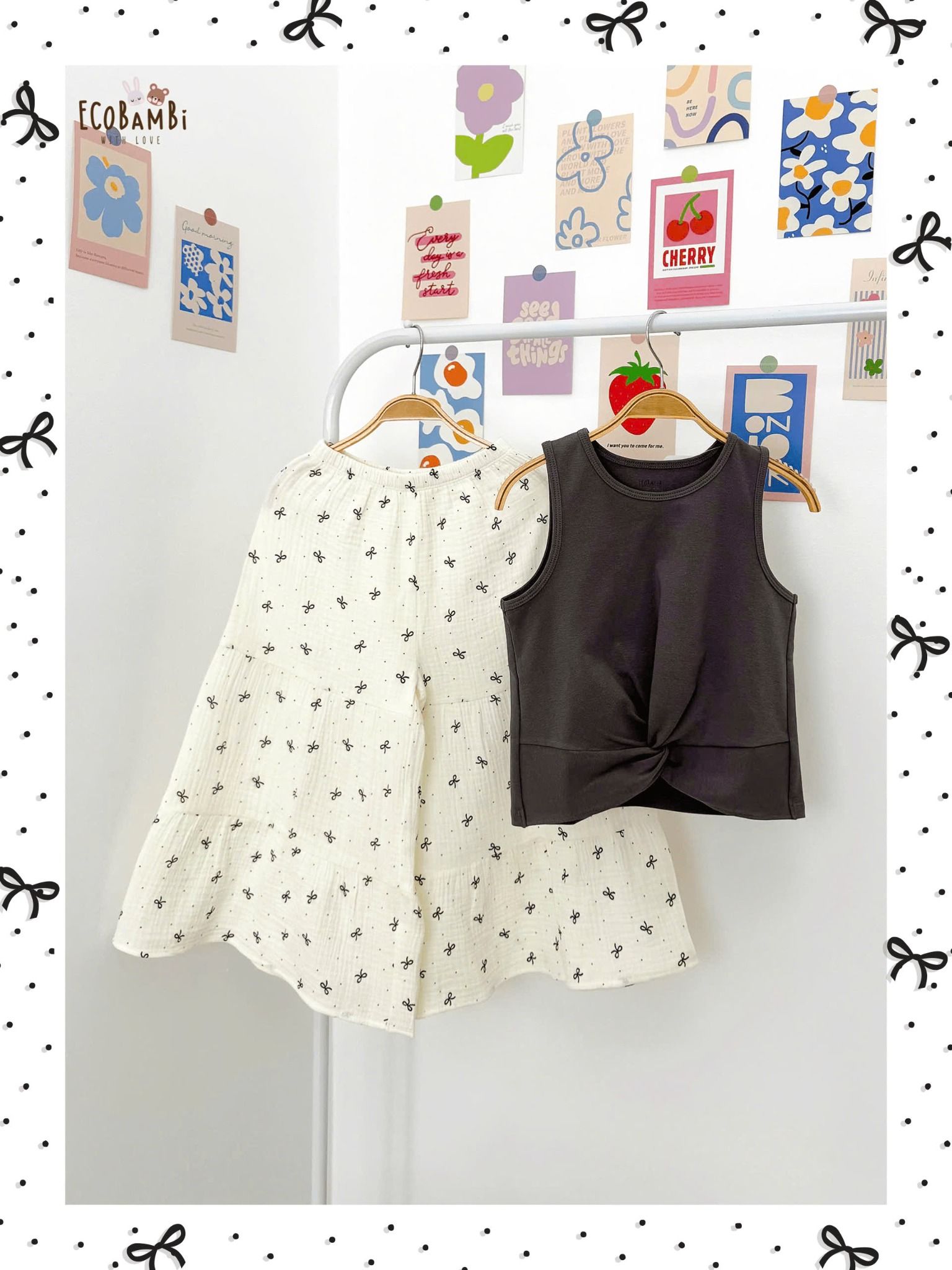  Bộ áo xoắn eo - quần muslin đuôi cá bé gái - BB-24BOBG033 - 8935334001794 