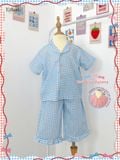  Pyjama Hè cotton thô caro nơ bé gái - 8935334001855 