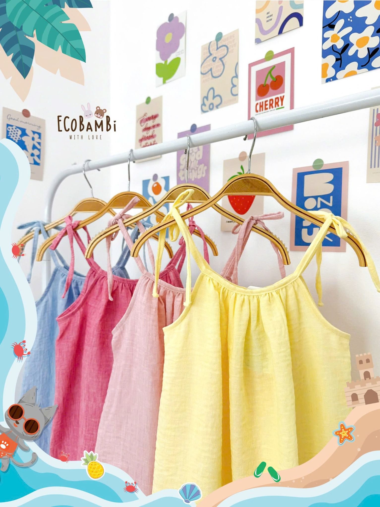  Đầm yếm muslin linen bé gái ECOBAMBI - 8935334000209 