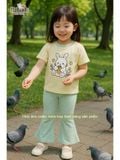  Bộ thun cotton tay ngắn, quần lỡ ống loe caro cho bé gái - BB-23BOBG004 - 8935334001213 