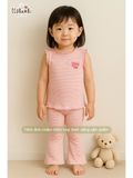  Bộ thun rib sọc quần ống loe - áo bèo sát nách bé gái ECOBAMBI - BB-24BOBG040 - 8935334001831 