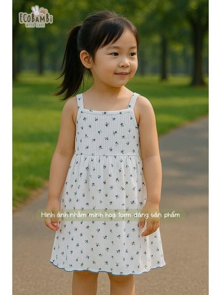  Đầm 2 dây thun pointelle bé gái ECOBAMBI - BB-24DAMBG019 - 8935334001640 