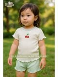  Bộ thun waffle sợi tre áo tay ngắn - quần shorts bé gái - BB-24BOBG036 - 8935334001800 