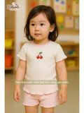  Bộ thun waffle sợi tre áo tay ngắn - quần shorts bé gái - BB-24BOBG036 - 8935334001800 