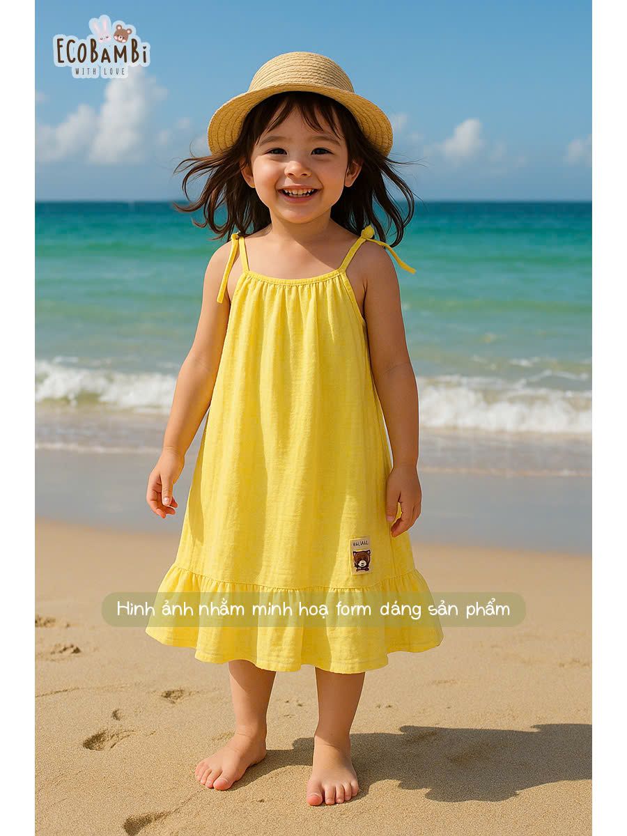  Đầm yếm muslin linen bé gái ECOBAMBI - 8935334000209 