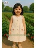  Đầm linen họa tiết sát nách có túi bé gái - 8935334001909 