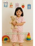  Pyjama Hè cotton thô caro nơ bé gái - 8935334001855 