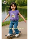  Áo thun croptop tua rua bé gái ECOBAMBI - 1008 - BB-23AOBG010 