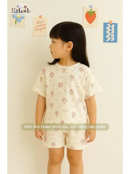  Bộ thun cánh dơi - quần shorts bé gái ECOBAMBI - BB-24BOBG003 - 8935334000933 