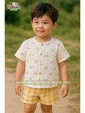  Bộ cotton Muslin Unisex tay ngắn, QUẦN SHORTS phong cách Hàn Quốc ECOBAMBI - BB-23BOBT052 - 8935334001374 