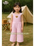  Jumpsuit linen khoét eo phối ren bé gái ECOBAMBI - BB-23JUMPBG048 - 8935334001336 