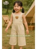  Jumpsuit linen khoét eo phối ren bé gái ECOBAMBI - BB-23JUMPBG048 - 8935334001336 
