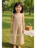  Jumpsuit linen khoét eo phối ren bé gái ECOBAMBI - BB-23JUMPBG048 - 8935334001336 
