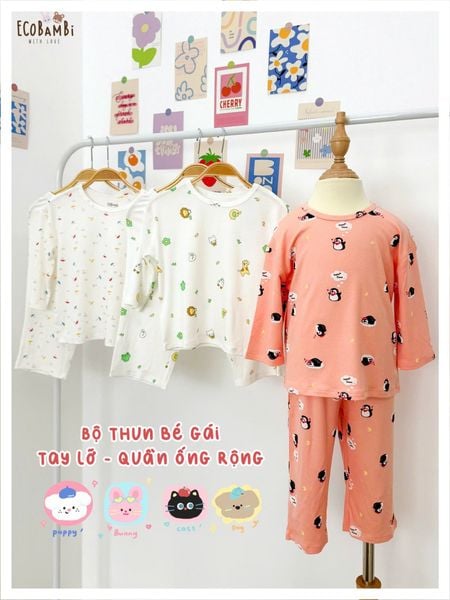  Bộ thun tay lỡ - quần lửng form rộng bé gái ECOBAMBI - BB-24BOBG037 - 8935334001817 