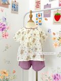  Bộ muslin tay phồng - quần shorts bé gái ECOBAMBI - BB-23BOBG053 - 8935334001367 