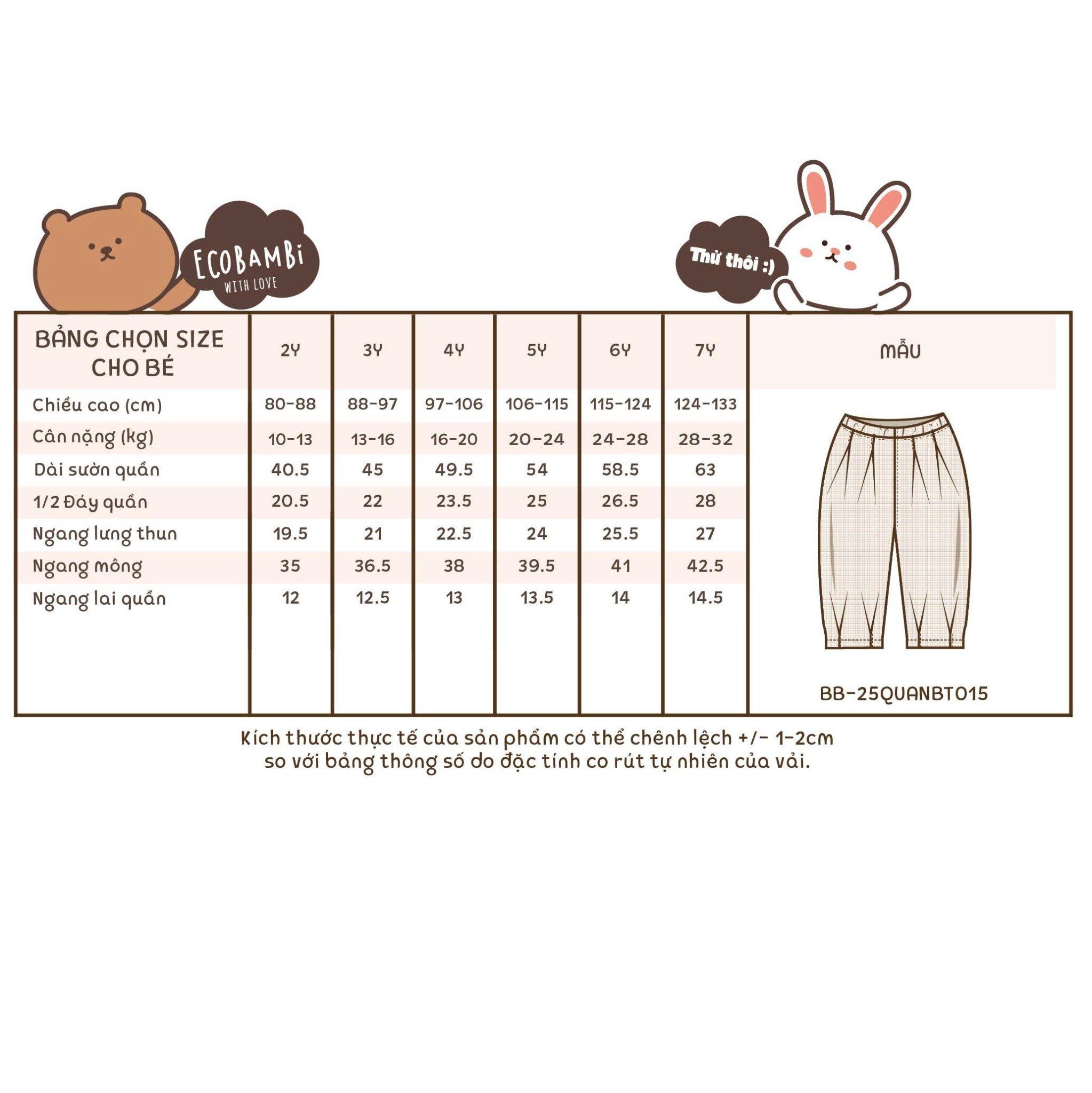  Quần baggy unisex muslin linen cho bé ECOBAMBI - 8935334001985 