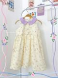  Đầm linen hoa nhí cổ lá sen phối màu bé gái ECOBAMBI - 8935334001664 