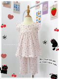  Bộ thun jacquard tay cánh tiên quần lửng in hoa nhí bé gái ECOBAMBI - 8935334001169 