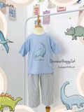  Bộ thun xược tay lỡ quần lửng in khủng long bé trai ECOBAMBI - 8935334001954 
