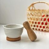  Set cối chày gốm trắng 