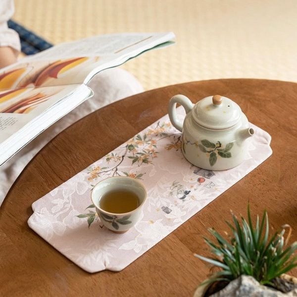  Tấm Trải Bàn Trà Hoa Thêu 