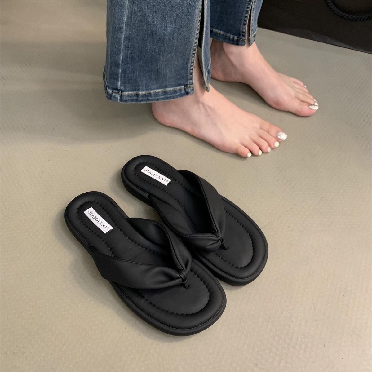  Dép Xỏ Ngón Da PU 