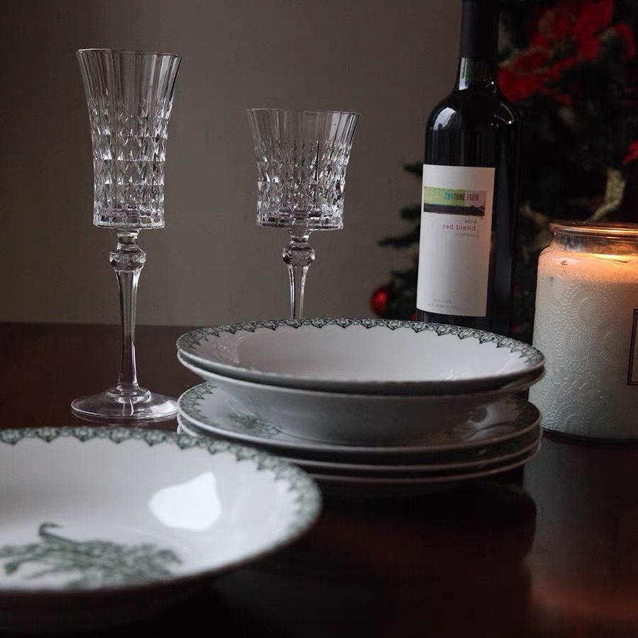  Đĩa Sứ Linh Lan Xanh 