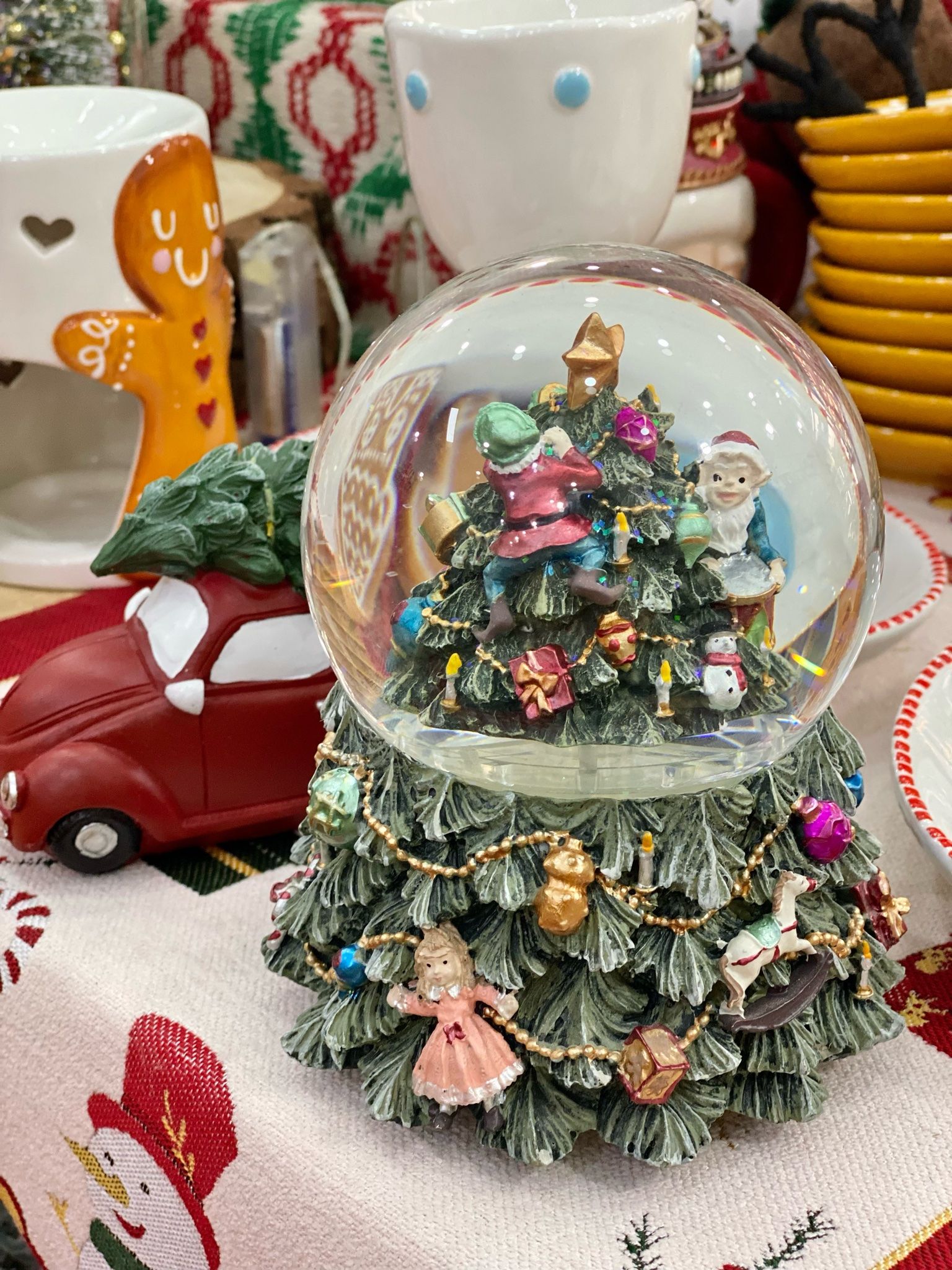  Hộp Nhạc Quả Cầu Pha Lê Cây Thông 