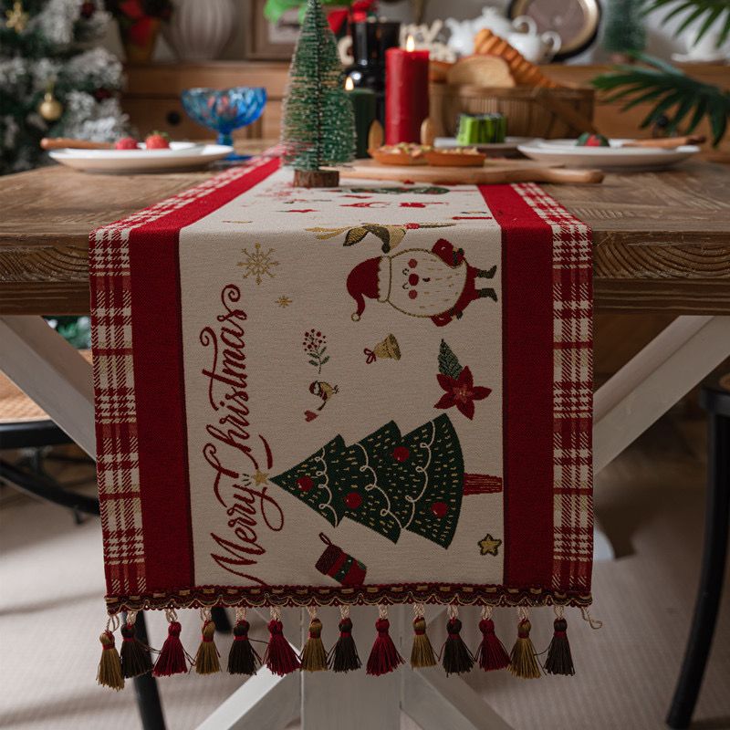  Khăn Trải Bàn Christmas Viền Đỏ 