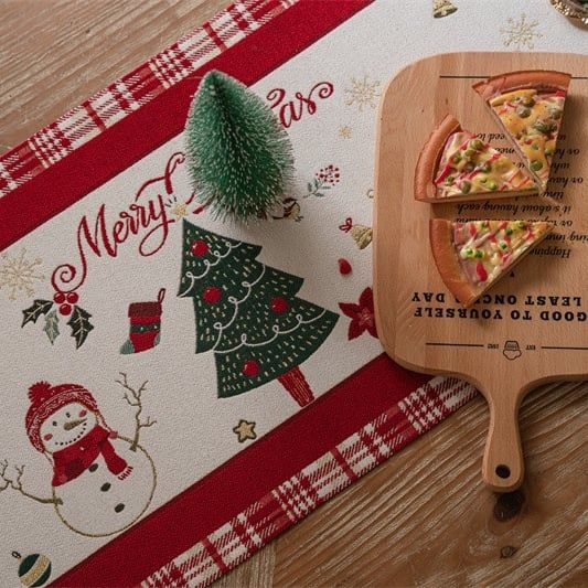  Khăn Trải Bàn Christmas Viền Đỏ 