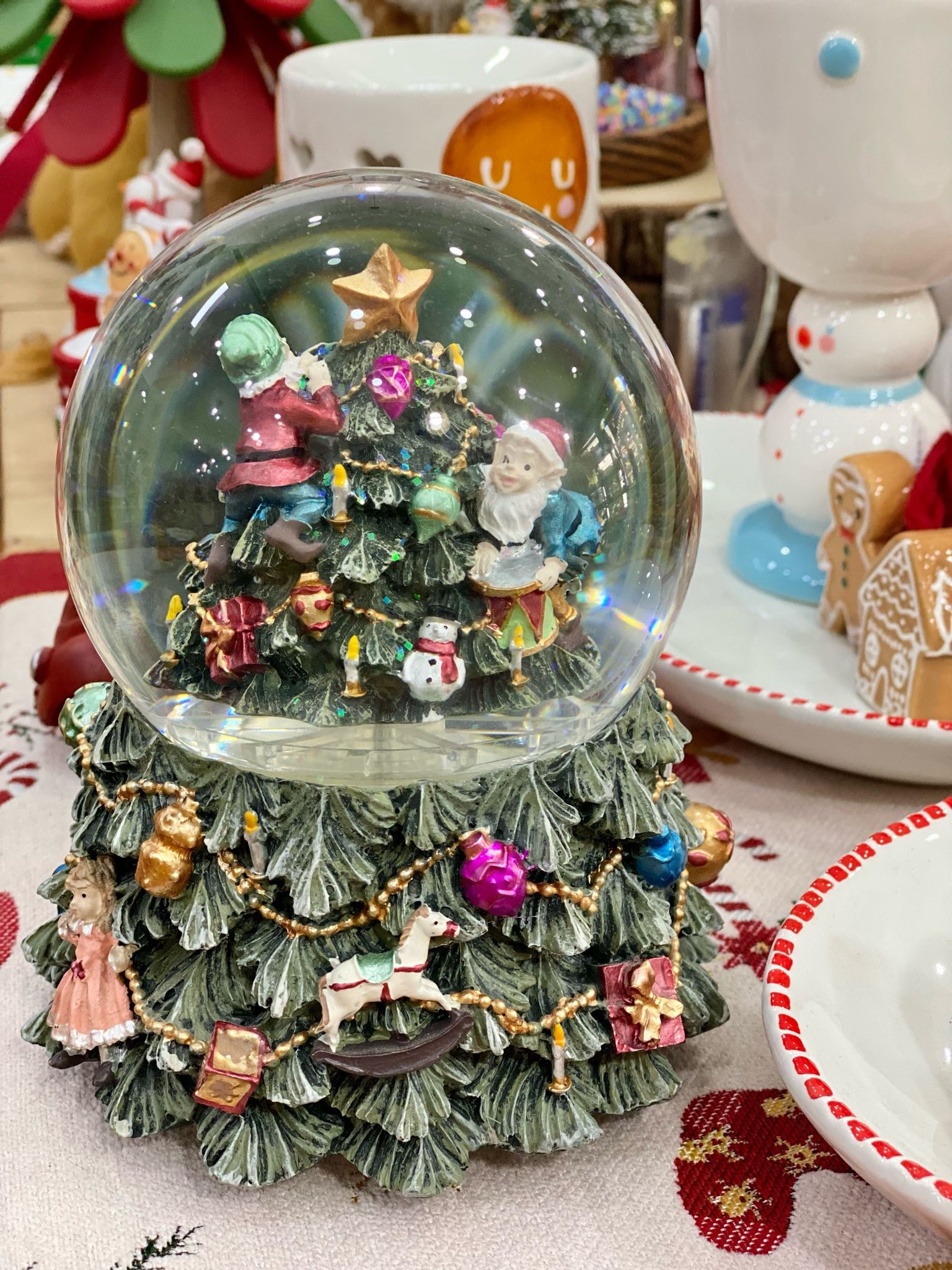  Hộp Nhạc Quả Cầu Pha Lê Cây Thông 
