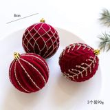  Set 3 Bóng Treo Giáng Sinh Đỏ Nhung 
