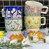  Cốc Gốm Mèo Hoa 