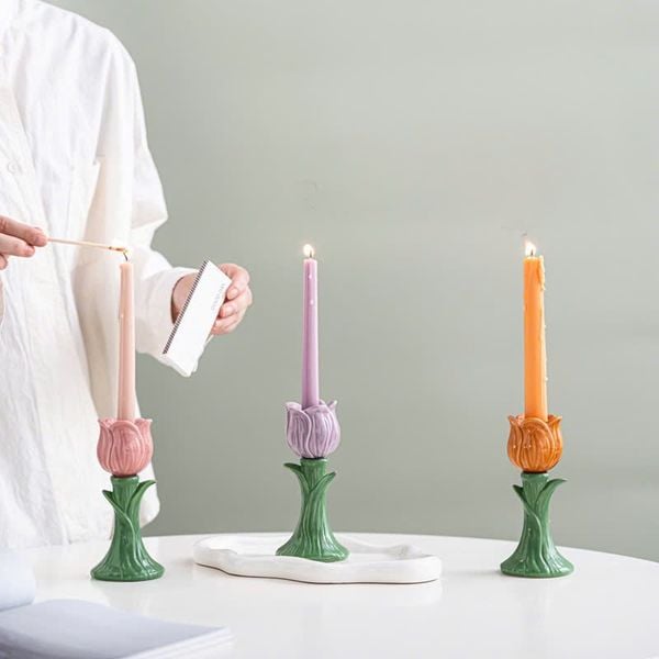  Chân Nến Tulip Gốm 