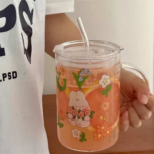  Cốc Thỏ Hoa Trong Suốt 