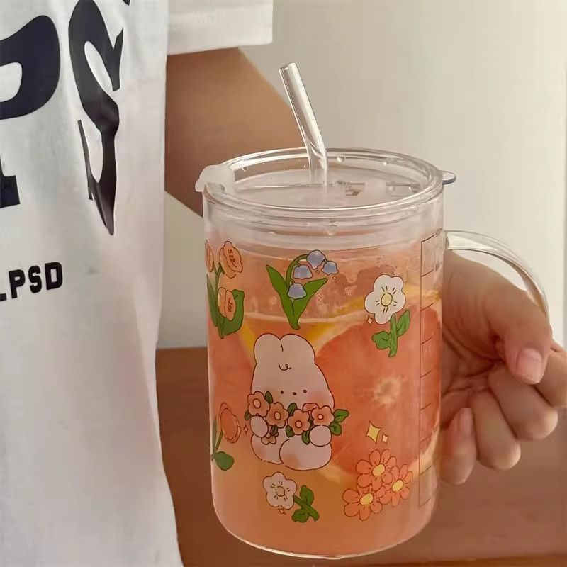  Cốc Thỏ Hoa Trong Suốt 