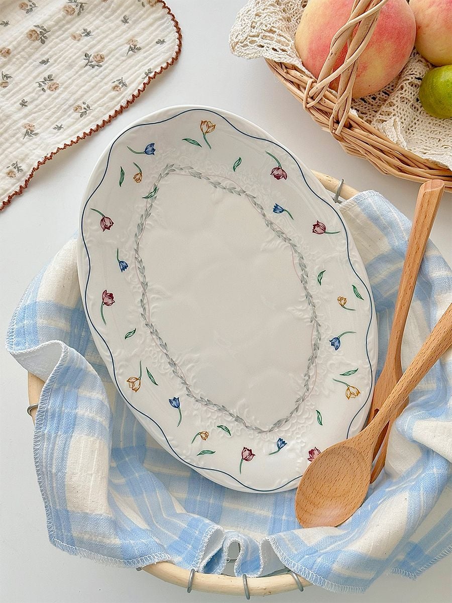  Đĩa Vòng Hoa Tulip Oval 