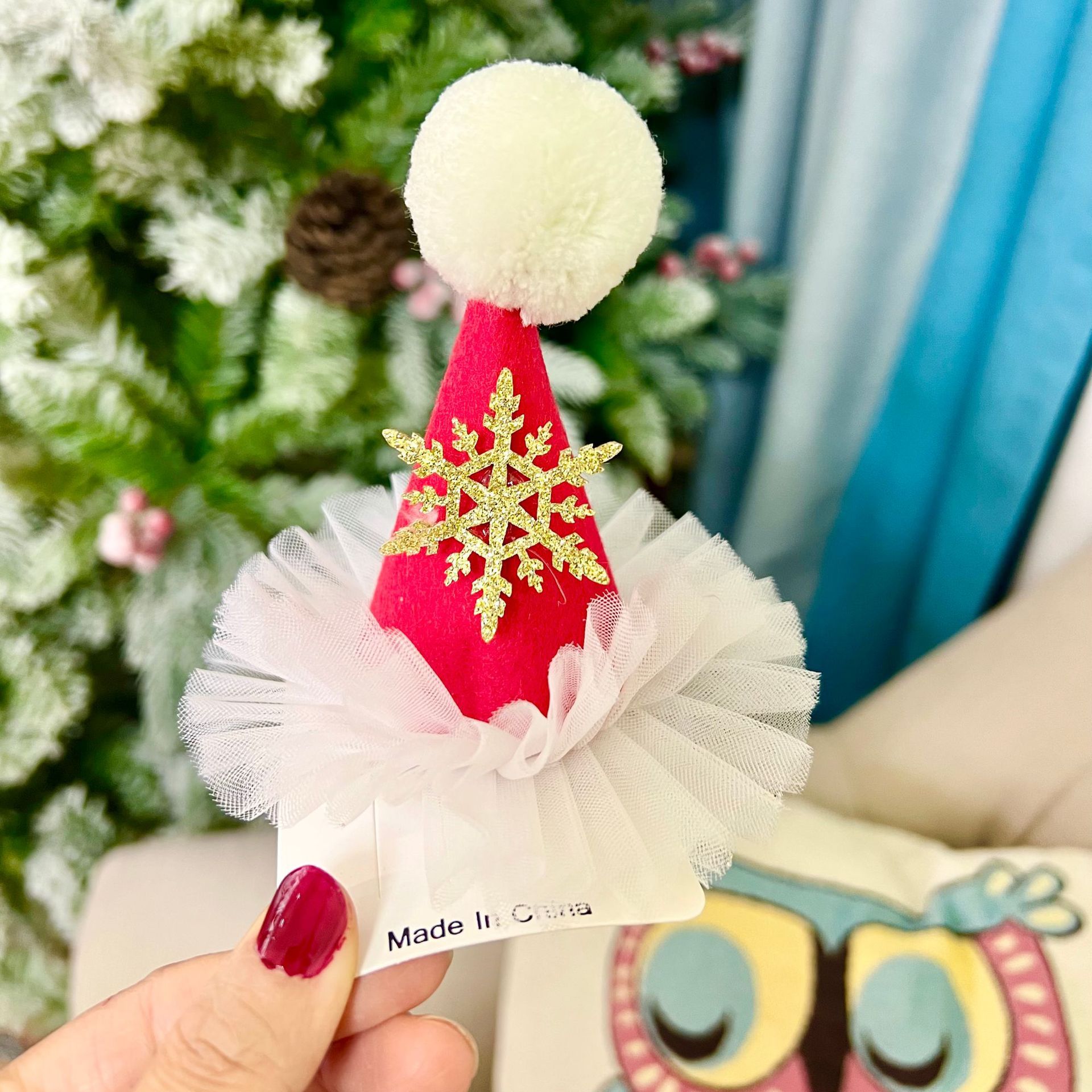  Kẹp Tóc Xmas Mũ Ren,Bông 