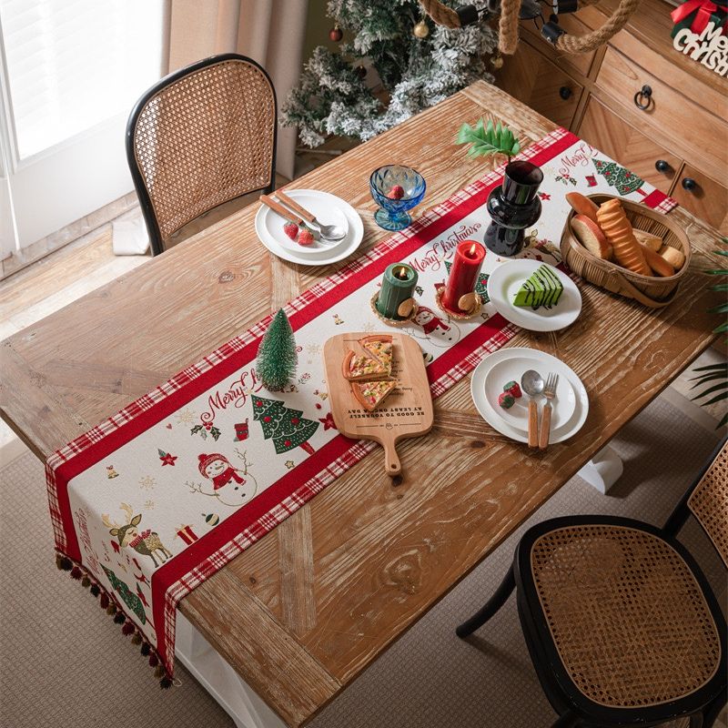  Khăn Trải Bàn Christmas Viền Đỏ 