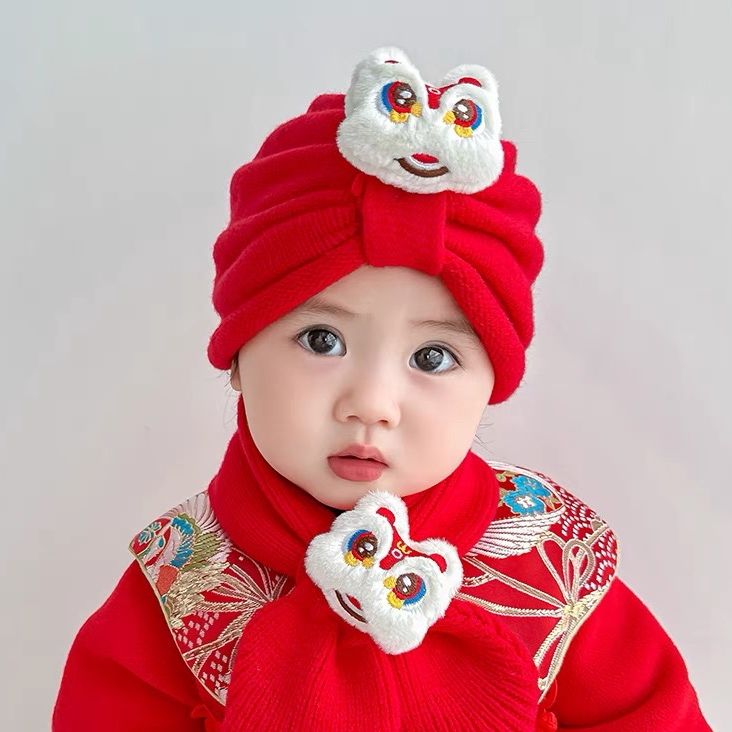  Mũ Len Turban Đỏ Cho Bé 