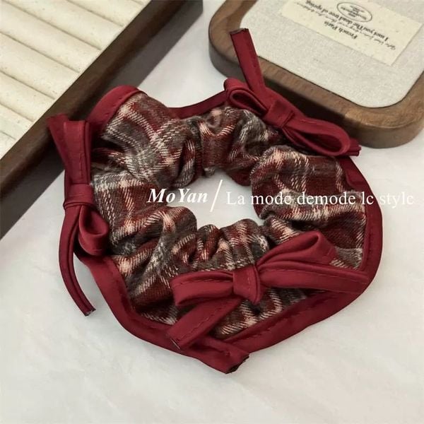  Dây Buộc Tóc Kẻ Sọc Đỏ Cổ Điển 