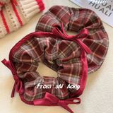  Dây Buộc Tóc Kẻ Sọc Đỏ Cổ Điển 