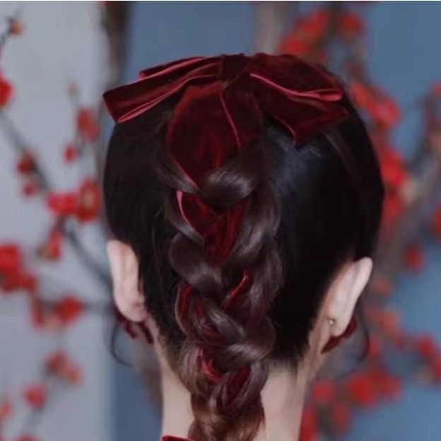  Kẹp Tóc Nơ Màu Đỏ Và Đen 