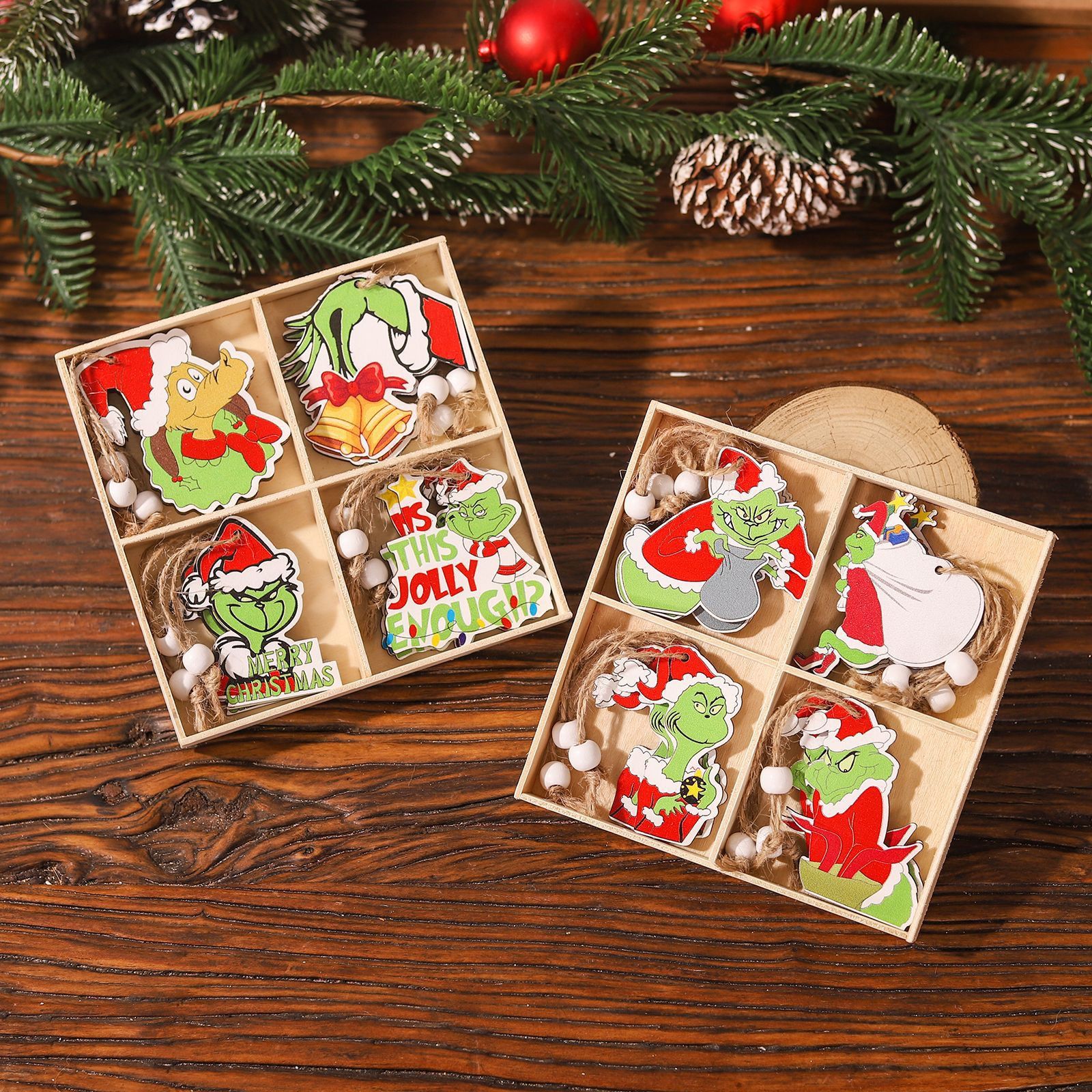  Set Tag Gỗ Grinch 12 Chiếc 
