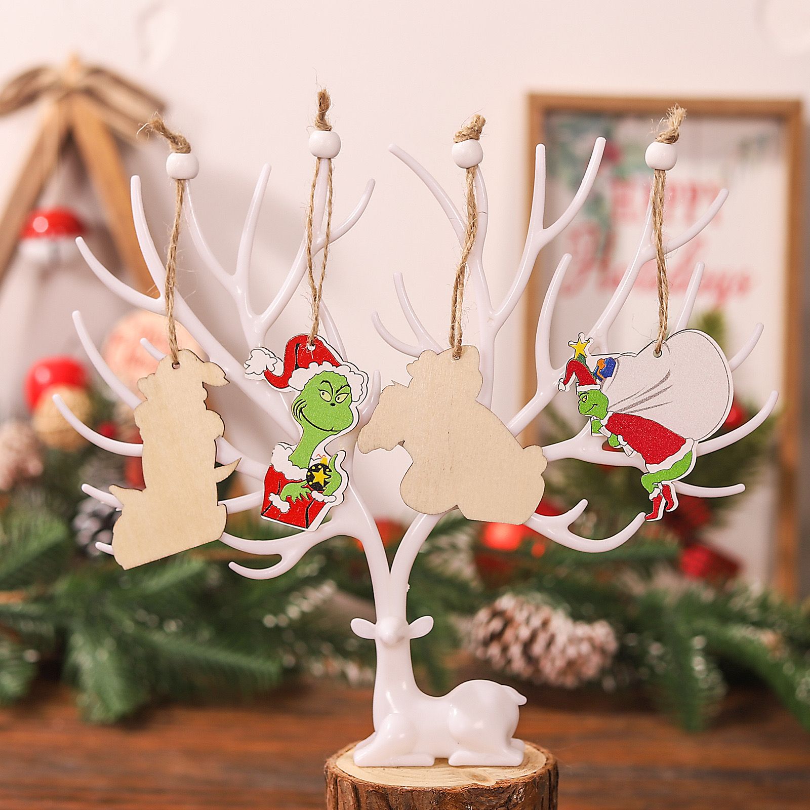  Set Tag Gỗ Grinch 12 Chiếc 