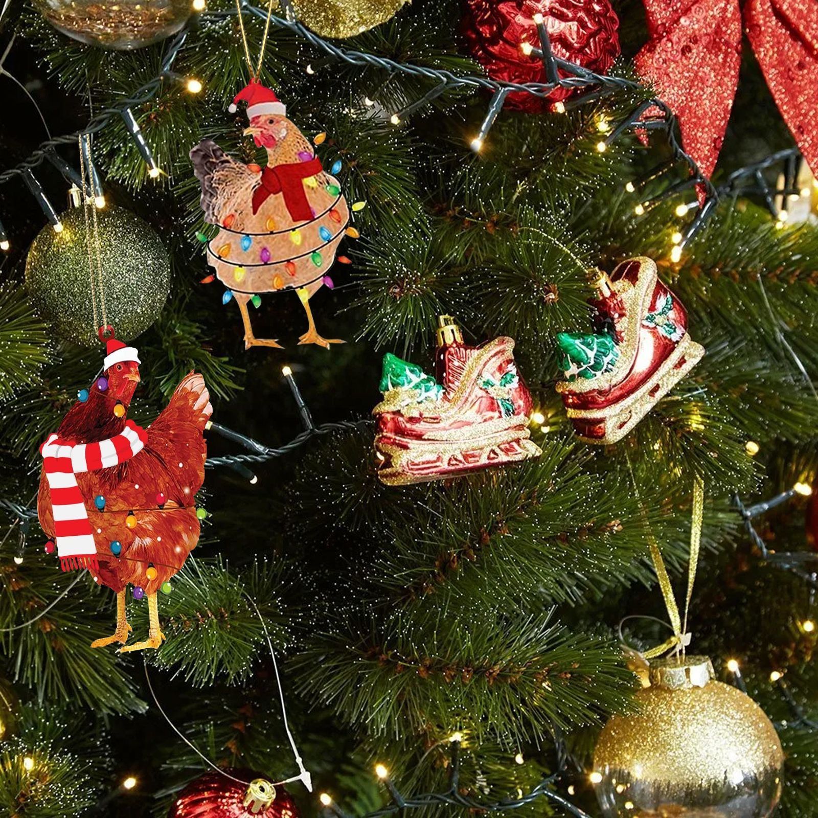  Gà Giáng Sinh Treo Cây Thông 