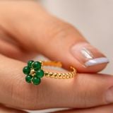  Nhẫn Đá Tự Nhiên Màu Xanh Lá Cây 